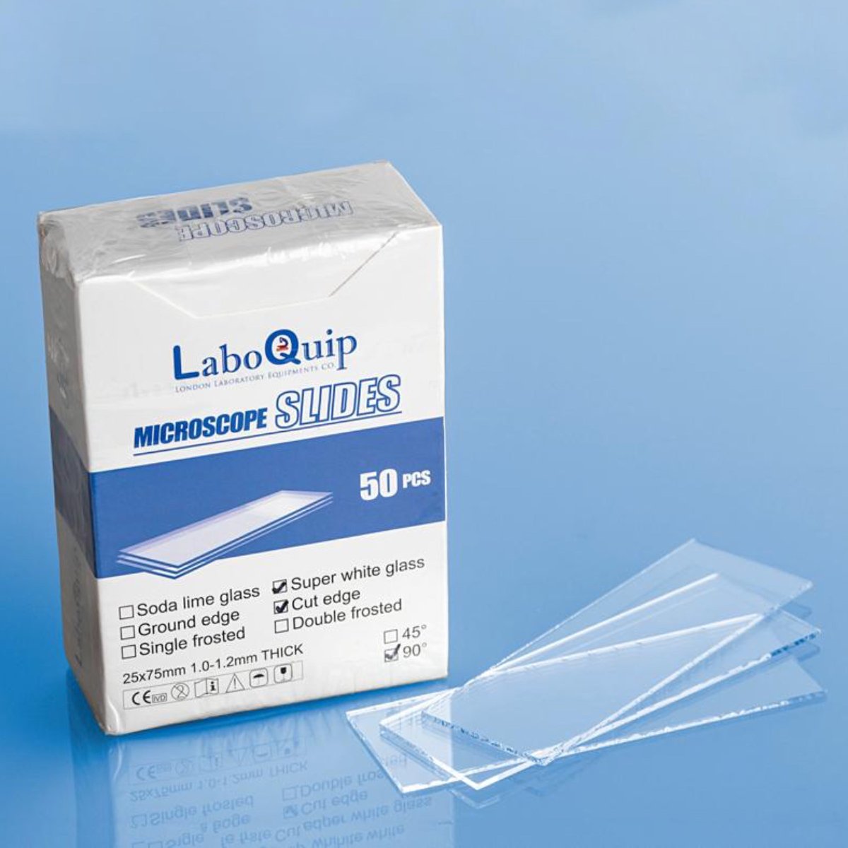 LaboQuip Microscope Slide, Ground edge 7101 (1800Pcs)+Coverslip(2000Pcs),22x22mm in Hing Plastic boxes, Eco pack/S, CE & UKCA Certified