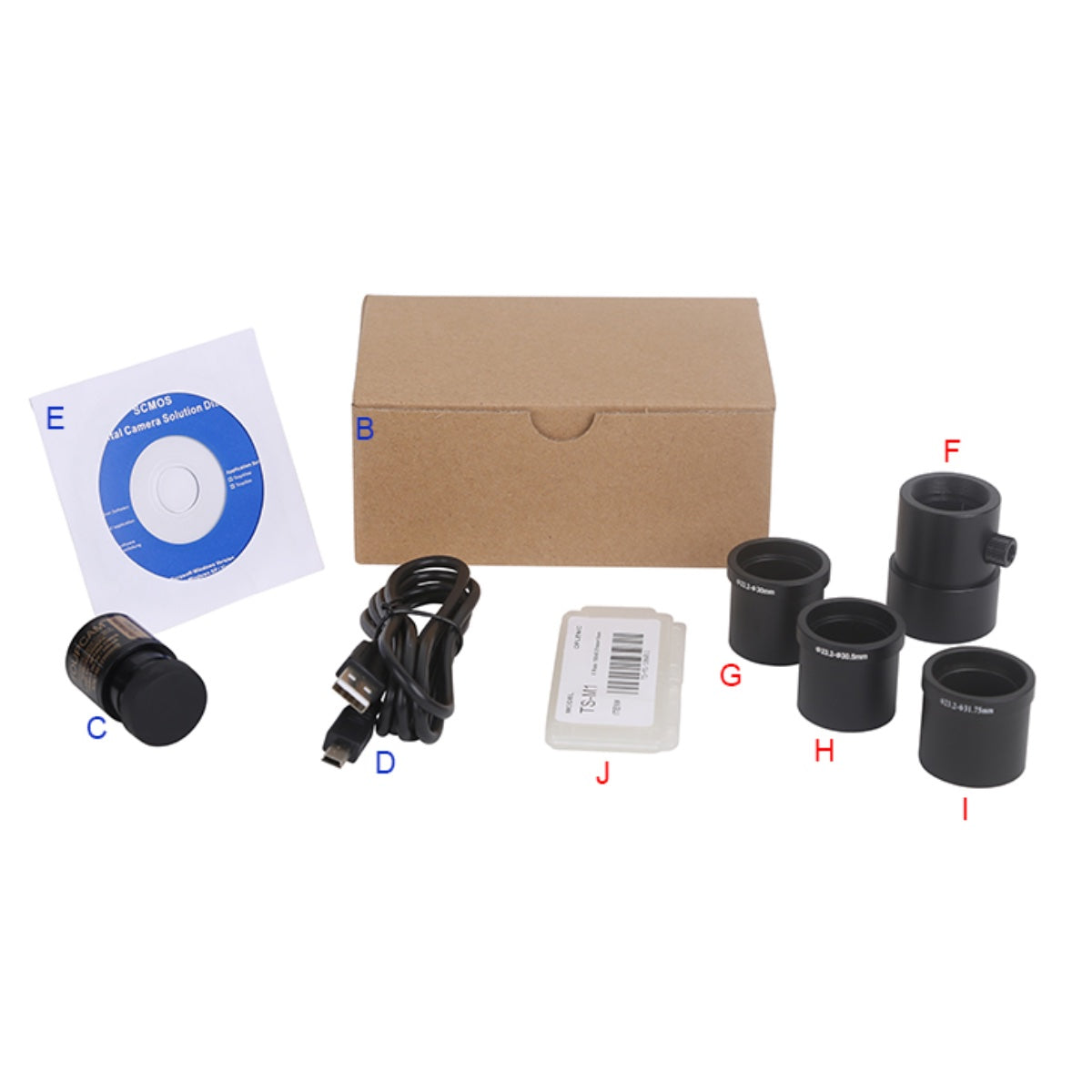 Accessories for LaboQuip professional eyepiece digital camera plug-and-play microscope
with additional accessories