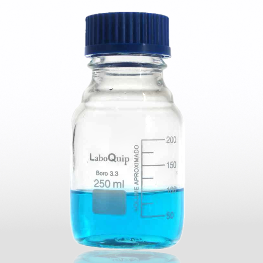 LaboQuip Reagent Bottles 100ml, clear Borosil.Glass with cap 140°C Res.