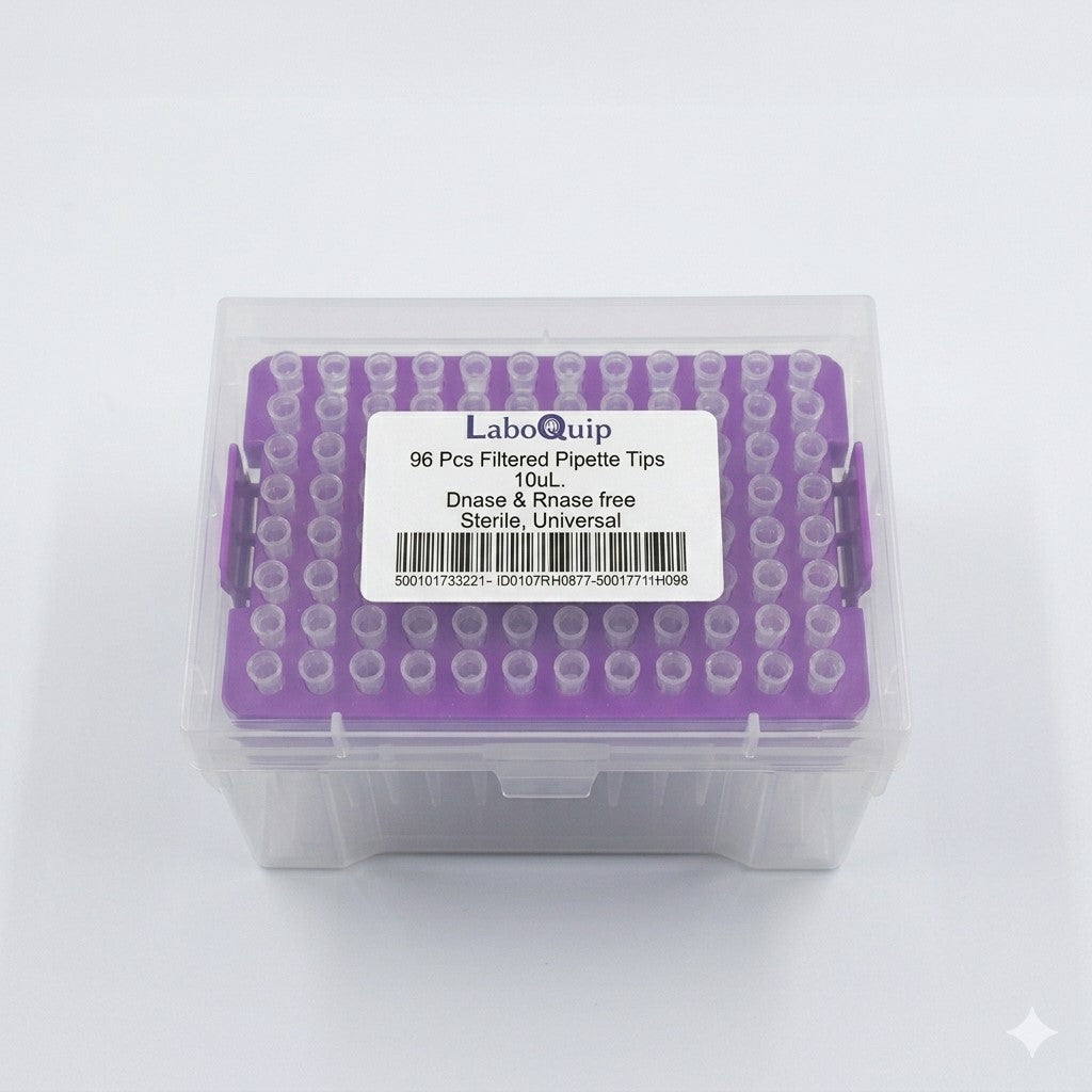 LaboQuip Pipette Tip 10uL Sterile DNase RNase Free Graduated Low Retention Universal, Rack of 96