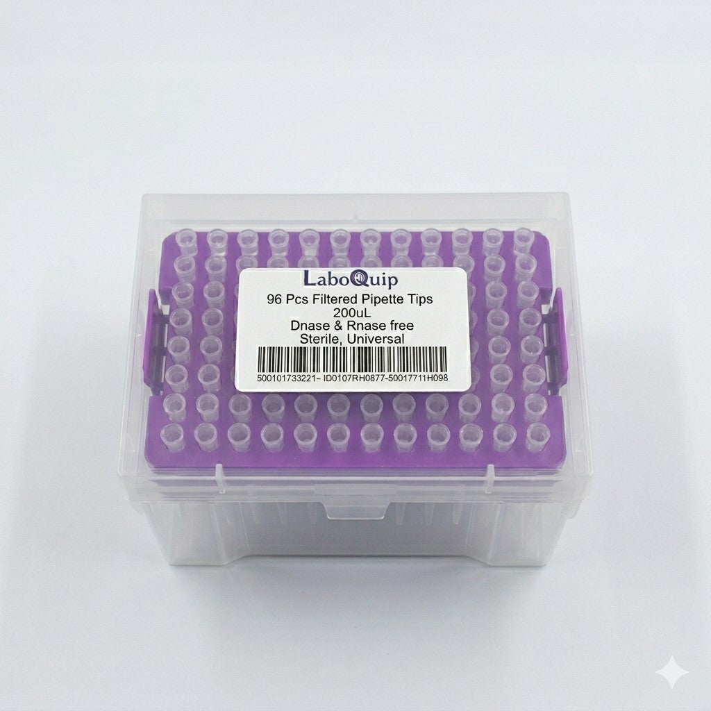 LaboQuip Pipette Tip 200uL Sterile DNase RNase Free Graduated Low Retention Universal, Rack of 96
