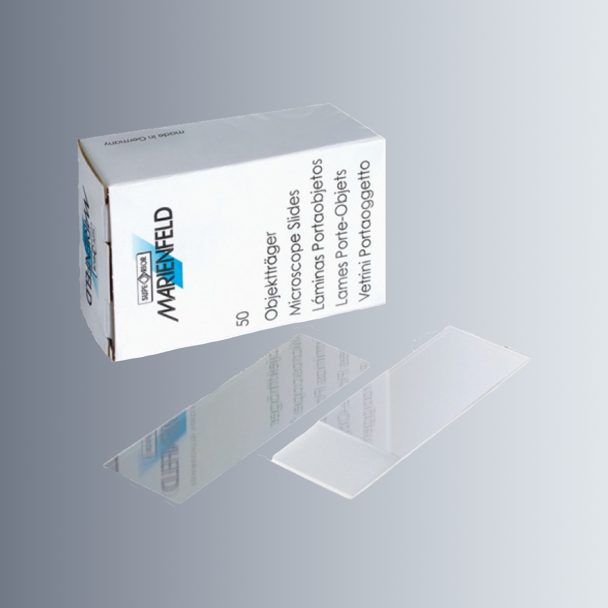 Marienfeld Microscope Slides, Ground edge 90°, Pack of 50Pcs, (CE certified, Box of 50Pcs)