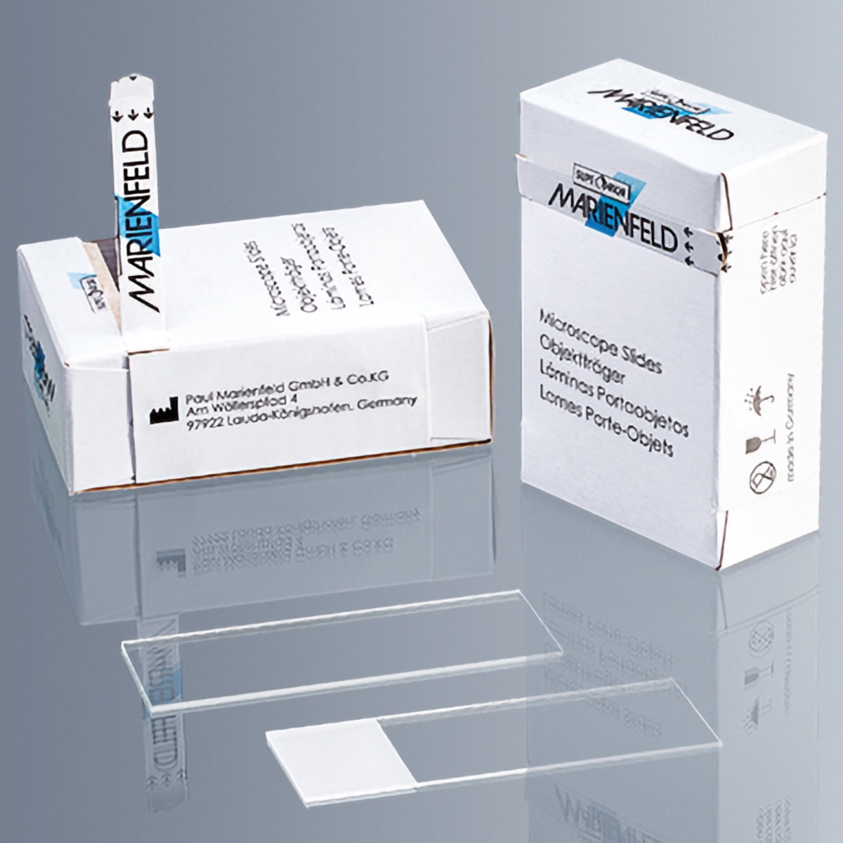 Marienfeld Microscope Slides, Ground edge 90°, Pack of 50Pcs, (CE certified, Box of 50Pcs)