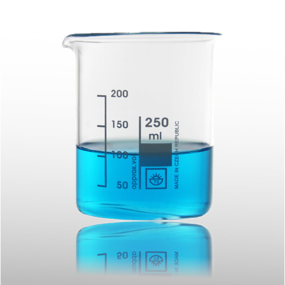 Technosklo Beaker 250ml- Low shape, Borosil.Glass (Made in Czech)