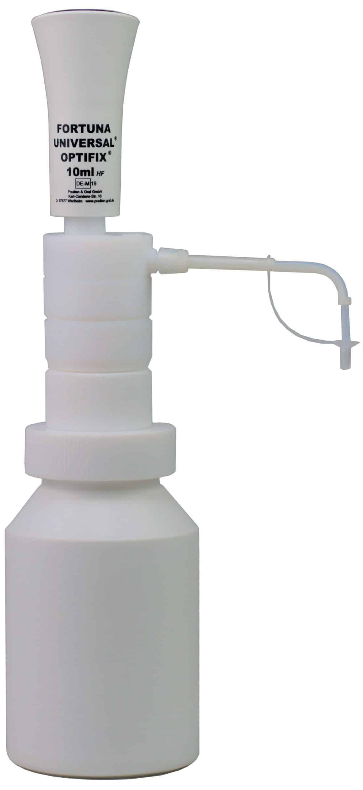 FORTUNA Bottle Top Dispenser(Germany), Universal & for Hydrofluoric Acid, 10-50ml