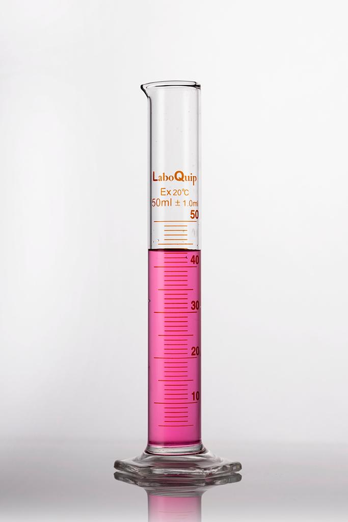 LaboQuip Measuring Cylinder 100ml, Glass- Hex base