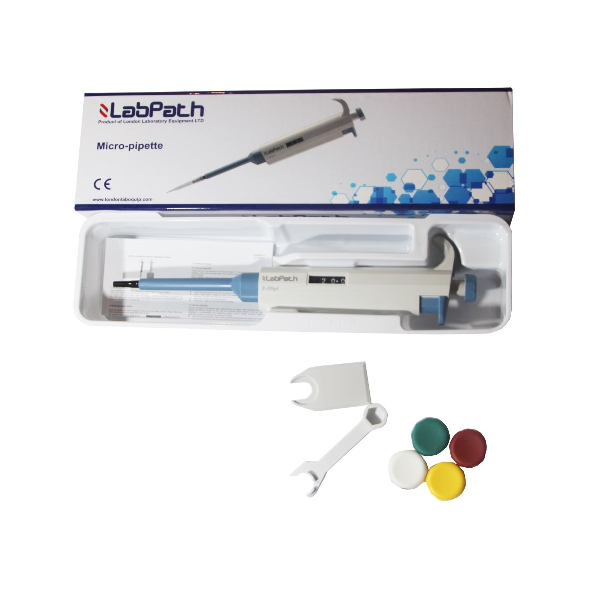 LabPath - Micropipette 10-100μl, Variable + 1000Pcs Tips (200μl)