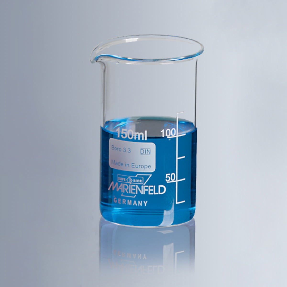 Marienfeld (Germany) Beaker 25ml Tall -Pack of 10, High quality Borosil.Glass