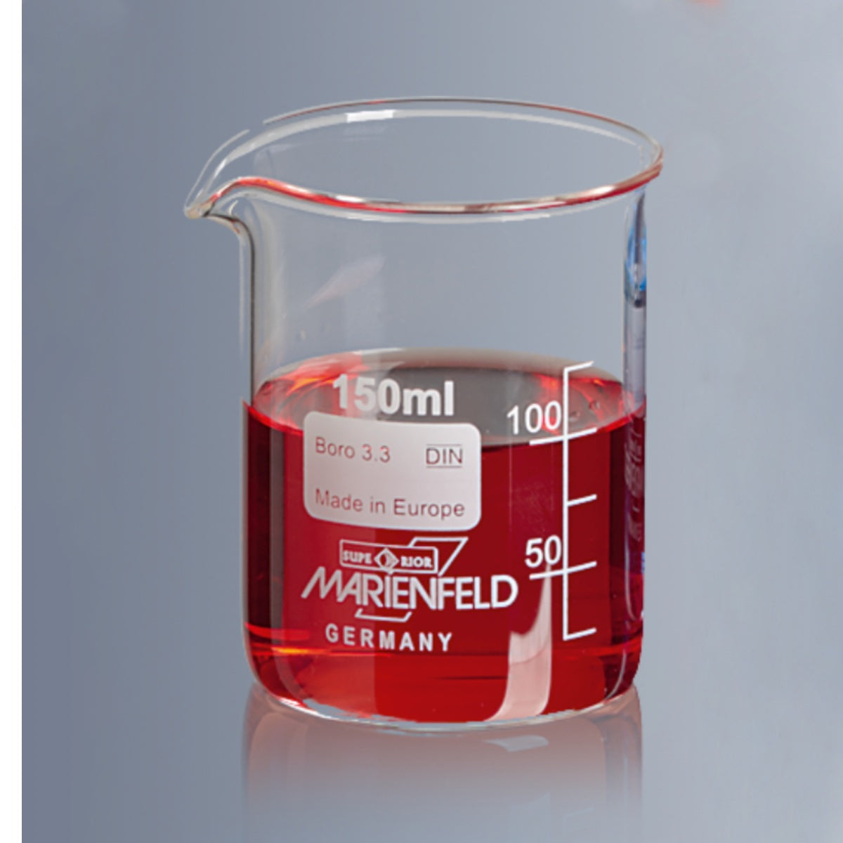 Marienfeld (Germany) Beaker 600ml Low shape, Pack of 10, High quality Borosil.Glass