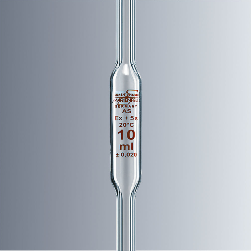 Marienfeld (Germany) Volumetric Pipette Glass 10ml, Class AS(Lot Certi ...