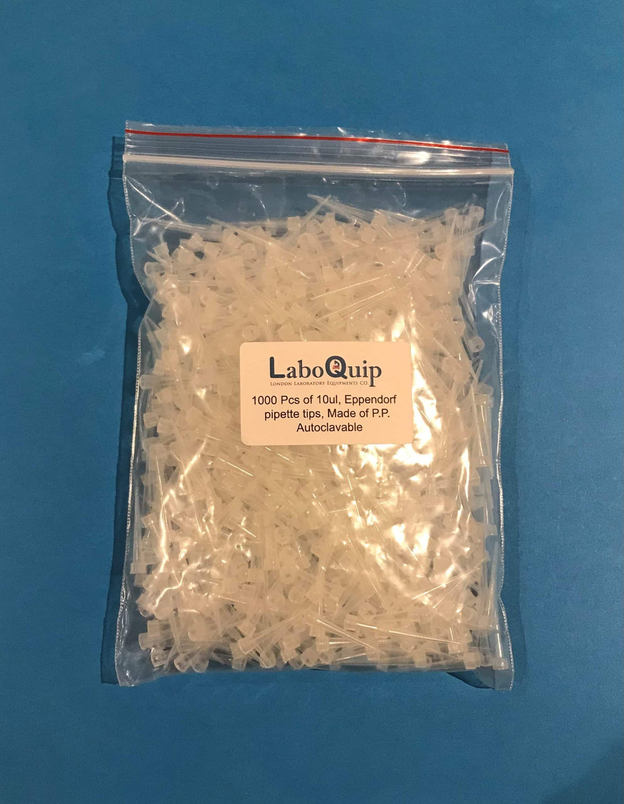 LaboQuip Pipette Tips, 10μl, universal, Extra Long, Eppendorf  (Bag of 1000Pcs)