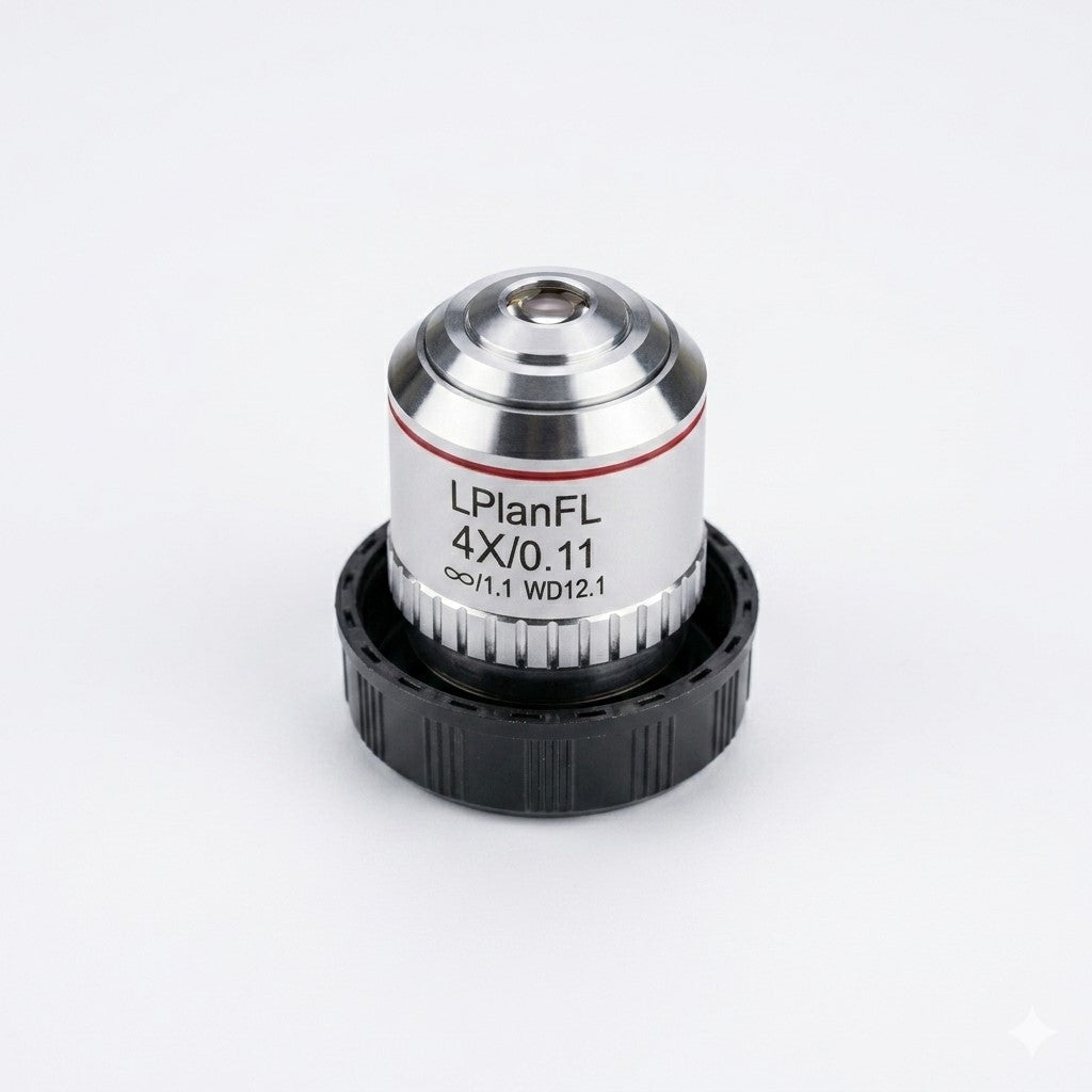 LaboQuip Microscope Objective Lens Infinity Plan Achromatic LWD 4X, for Fluorescence and Light Microscopy, Laboratory Optical Equipment