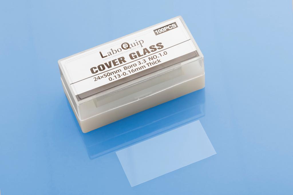 LaboQuip Microscope Coverslips - 24x50mm Borosil. Glass (100pcs) (Al.Pack), CE & UKCA Certified