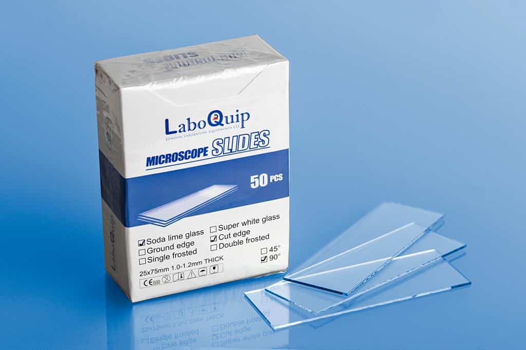 LaboQuip Microscope Slide 7102, Cut edge 90°, Glass (Pack of 50Pcs), CE & UKCA Certified
