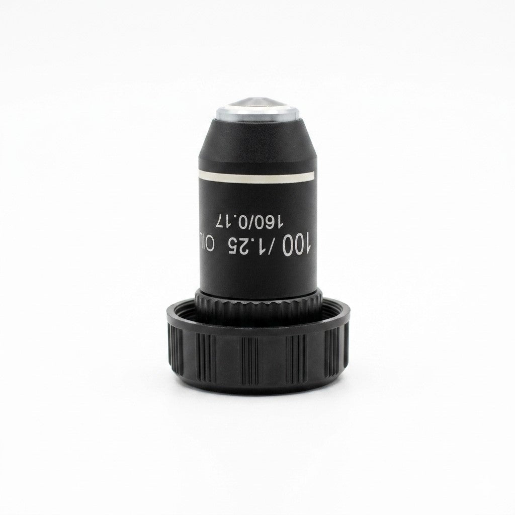 Achromatic 100x oil immersion microscope objective lens for high-magnification microscopy