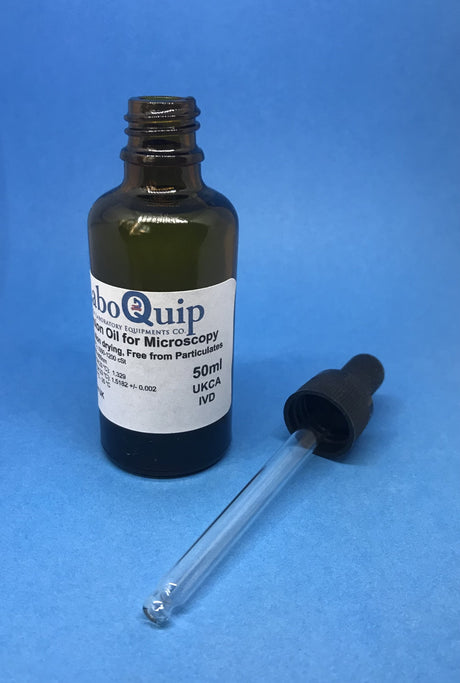 LaboQuip CE UKCA certified immersion oil for hematology histology pathology
