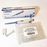 Labpath pipette paired with a 10uL pipette tip set for precision liquid handling